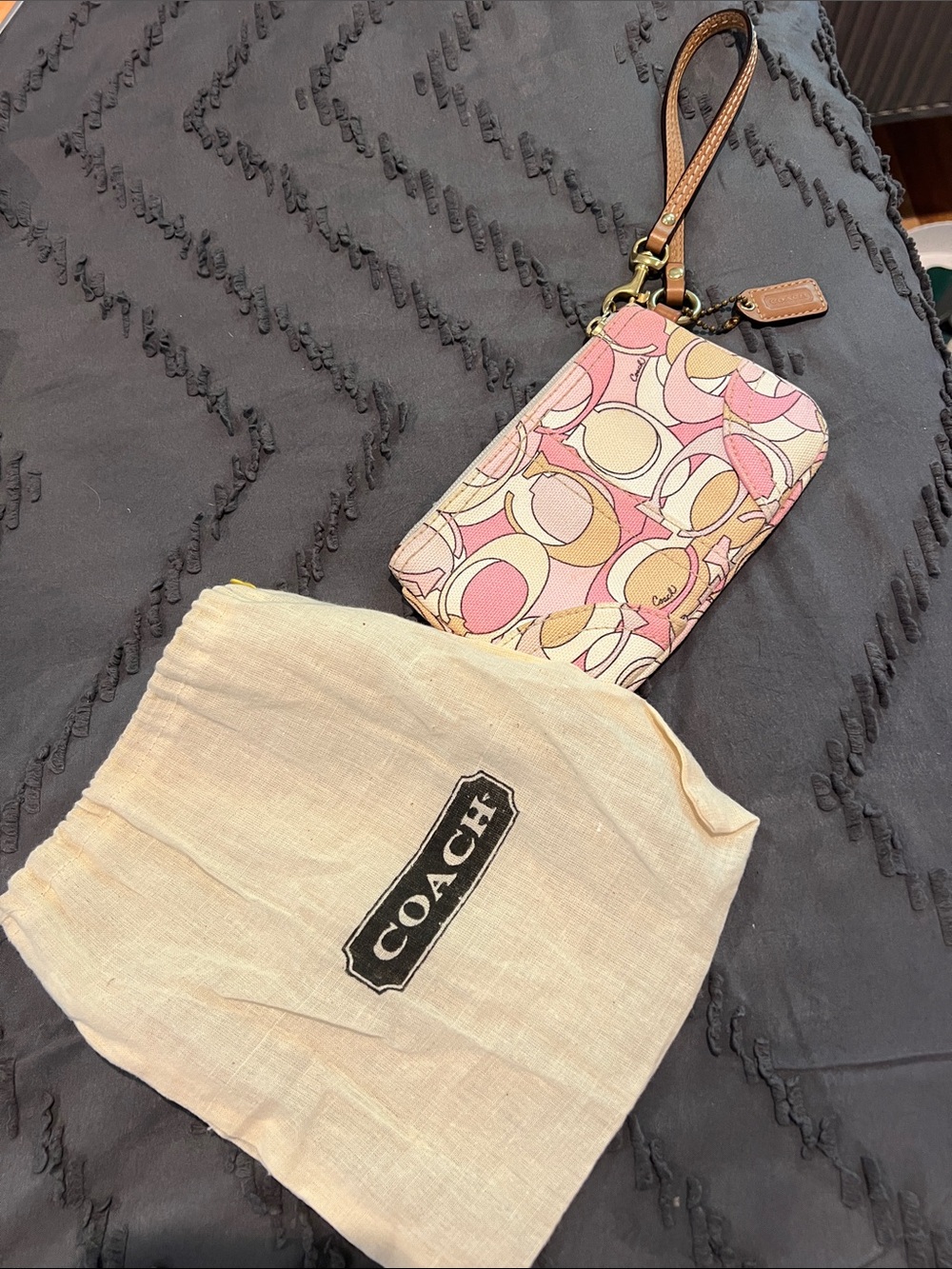 Coach Pink Multicolor Signature Wristlet Wallet